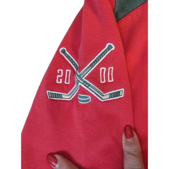 CCM Minnesota Wild Lace up Hoodie NHL Hockey Vintage Mens Large Faded Red Green - Picture 4 of 12
